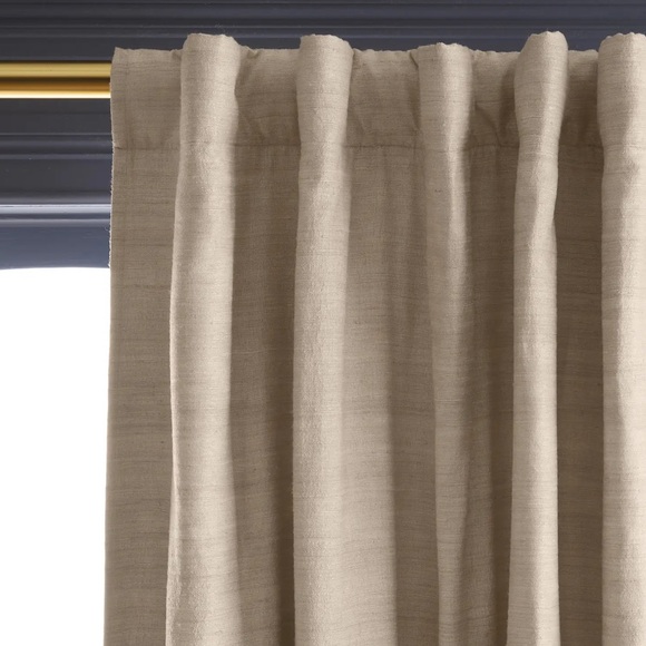 NWT QUINCE Set Of 2 48x108 Raw Silk Room Darkening Curtains Sand 4391 - Picture 3 of 8